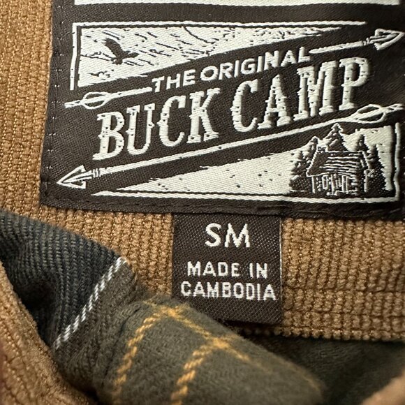 Legendary Whitetails Buck Camp Flannel Shirt S Plaid 100% Cotton Green & Red - Picture 3 of 8